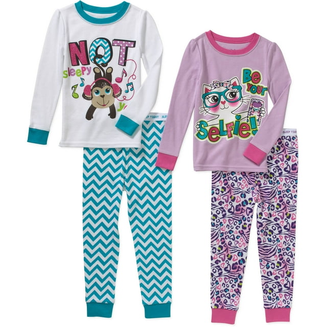 Baby Toddler Girl Cotton Tight Fit Pajamas, 2-Sets