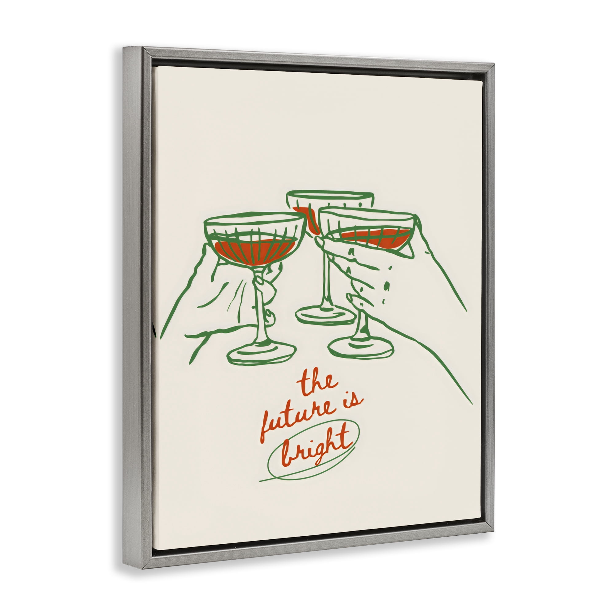 Stupell Industries The Future Is Bright Toast Gray Framed Floater Canvas Wall Art, design by The Prints Vibe