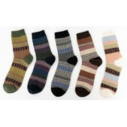 5 Pairs Womens Multicolor Fashion Warm Wool Cotton Thick Winter Crew Fuzzy Socks