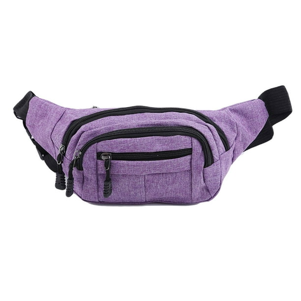 Riñoneras para hombre y mujer, riñonera con bolsillos con cremallera y correas ajustables para uso informal. Violeta