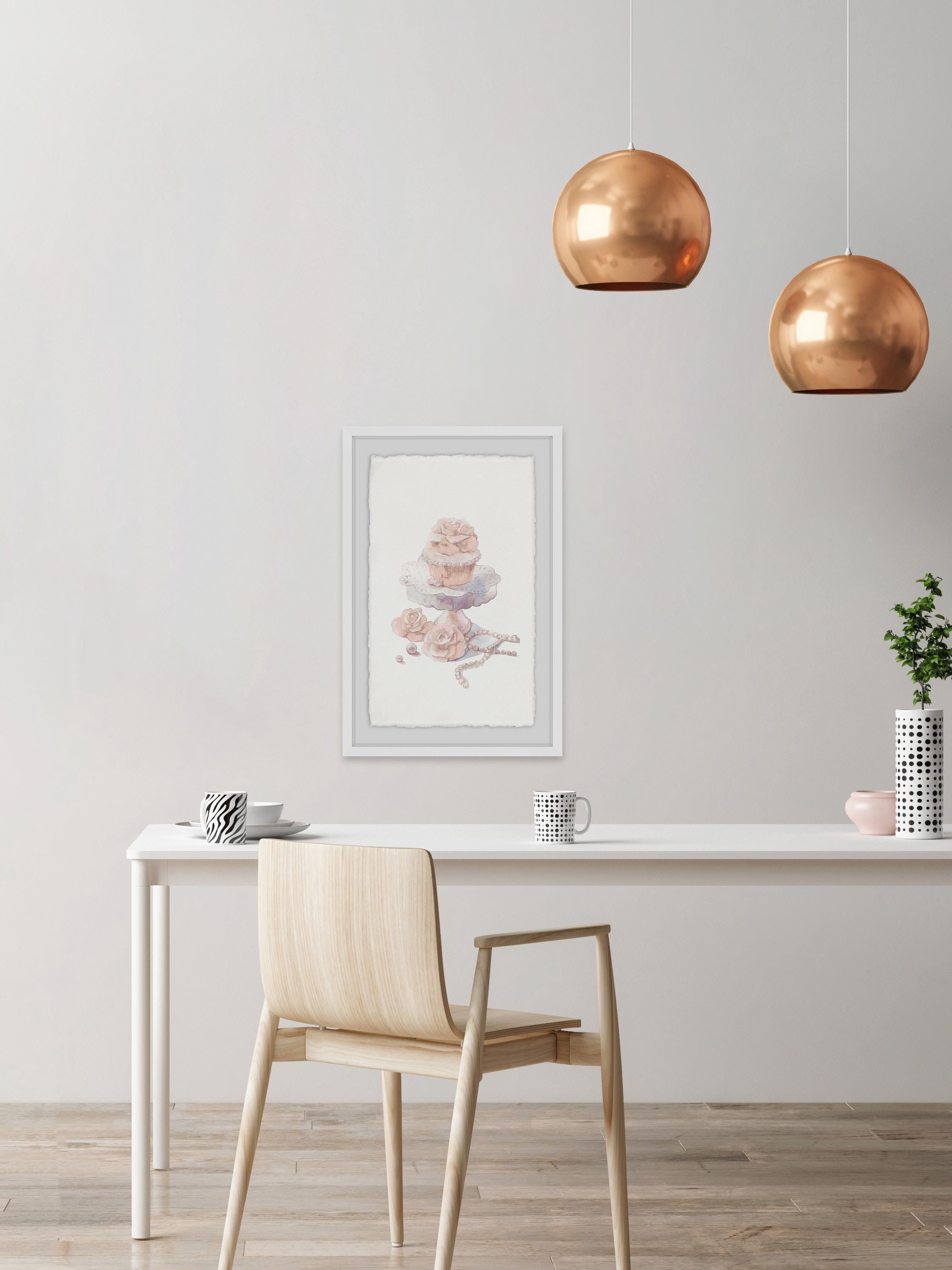 Fancy Pink Cupcake Framed Painting Print