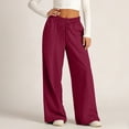 thumbnail image 4 of Summer Linen Pants for Women Wide Leg Beach Pant Elastic Waist Lightweight Casual Flowy Lounge Trousers with Pocket, XL, 4 of 7