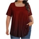 thumbnail image 2 of Tops Cortos para las Mujeres Impreso Cuello de Gran Tamaño Plisado Manga Corta Suelta Superior en Tamaños Más L-5xl, 2 of 3