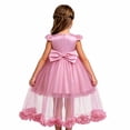 thumbnail image 6 of ZHOGXU Kids Girls Sparkly Short Sleeve O Neck Lace Trim Wedding Dress Puffy Formal Gown With Bow Special Occasions, 6 of 9