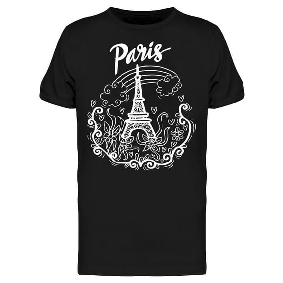Eiffel Tower Floral Ornament T-Shirt Men -Image by Shutterstock, Male Large