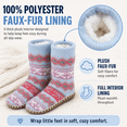 thumbnail image 3 of Girls Sweater Knit Slipper Socks, Soft Stitched Sole with Faux Fur Lining, LT BLUE, M/L, 3 of 9