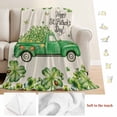thumbnail image 5 of St. Patrick's Day Blanket Soft Cozy Warm Twin Blanket for Bed, Plush Fuzzy Flannel Fleece Blankets for Sofa, Green Shamrocks Truck Plants Retro Beige Throw Blankets for Couch Gifts, 60"x80", 5 of 9