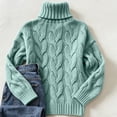 thumbnail image 4 of Dwellite Fall Sweaters for Women Turtleneck Cable Knit Pullover Tops Winter Soft High Neck Trendy Casual Work Cute Long Sleeve Tops Mint Green XL, 4 of 5