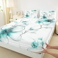 thumbnail image 3 of jejeloiu Vintage Flower Bed Sheets,Modern Minimalist Desgin King Sheets,Cyan White Sheet Set For Men Women,Ultra Soft Home Decor,4pcs, 3 of 7