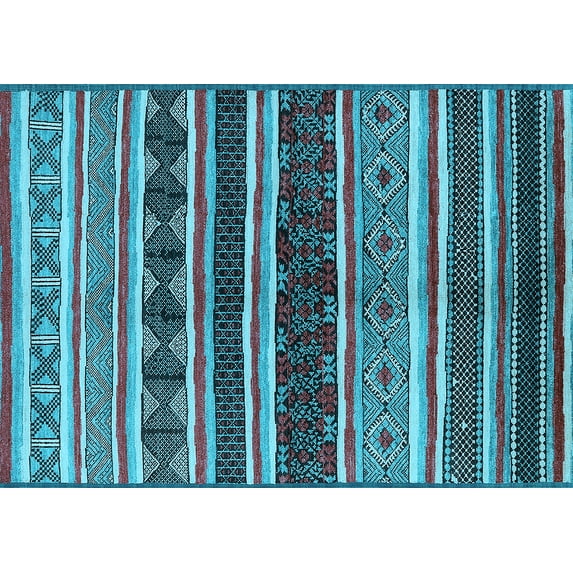 Ahgly Company Indoor Rectangle Solid Light Blue Modern Area Rugs, 8' x 12'
