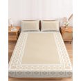 thumbnail image 2 of Twin Sze Fitted Sheet Set - Bohemian Floral Tile 2 Piece Bedding Sets 16" Deep Pocket Fitted Sheet with 1 Pillowcase, Cream Boho Sounthwest Middle Century Brushed Microfiber Hotel Luxury Bed Sheets, 2 of 9