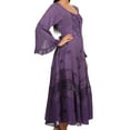 thumbnail image 3 of Sakkas Mirabel Stonewashed Corset Style Floral Emboridery Kimono Sleeve Dress - LightPurple - L/XL, 3 of 4