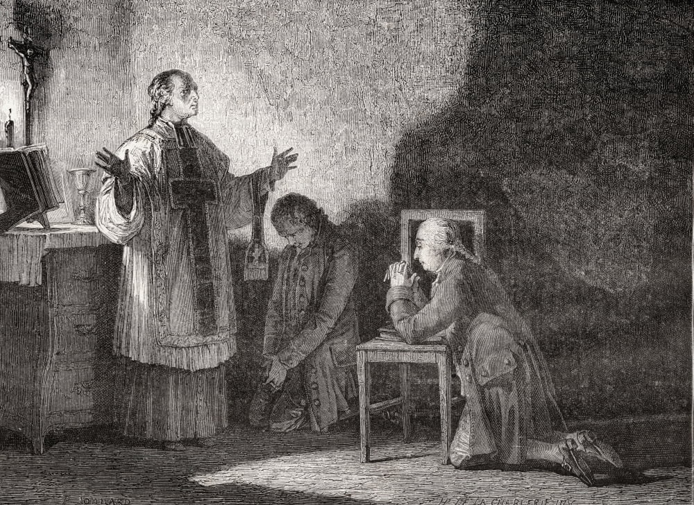 The King At Prayer Before His Execution 21 January 1793 Louis Xvi 1754-1793 King Of France 1774-1792 Engraved By Jonnard After De La Charlerie From Histoire De La Revolution Francaise By Louis Blanc C