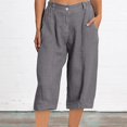 thumbnail image 2 of VEKDONE Womens Cotton Linen Capris Pants Dark Gray M, 2 of 9