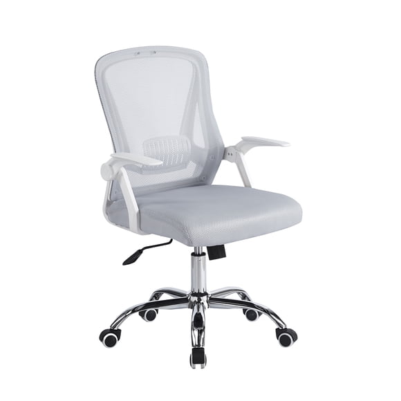 Ilios Innova | Silla de Oficina Ergonómica de Malla Gris Claro con Soporte Lumbar, Altura Ajustable, Base Metálica Cromada con Ruedas 360°, Diseño Transpirable Moderno
