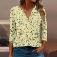 thumbnail image 2 of CYMMPU Blouses for Women Dressy Casual V Neck Spring Tops 3/4 Sleeve Loose Fit Flower Printed Summer Trendy Shirts Tunic Tops Business Elegant Work Tops T-Shirts XXL, 2 of 5