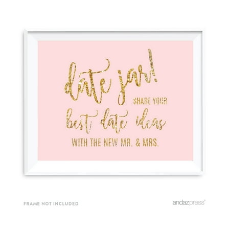 Date Jar - Share Best Date Idea Blush Pink Gold Glitter Print Wedding Party