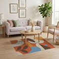thumbnail image 3 of ODIKA 4'x6' Orange Blue Mid-Century Design Washable Area Rug Retro Abstract Shapes with Bold Geometric Flair Non-Slip, Chair-Friendly, Flatwoven for Home Office, Under Desk, 3 of 7