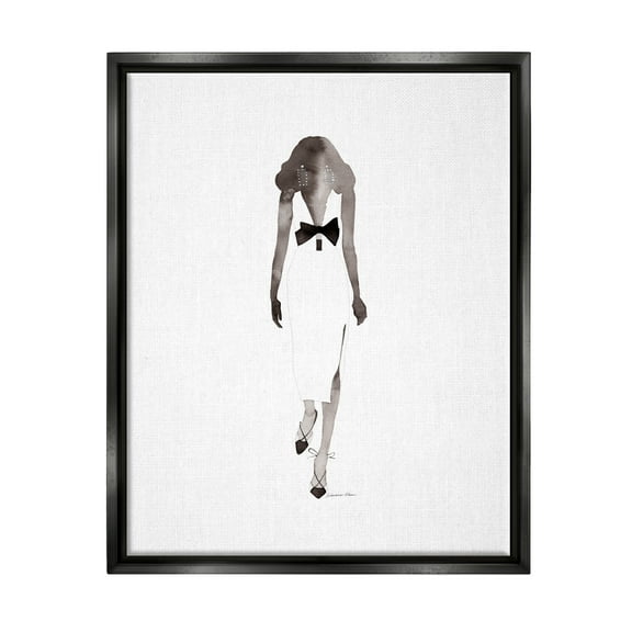 Stupell Minimal Woman on White Beauty & Fashion Painting Black Floater Framed Art Print Wall Art, 17 x 21