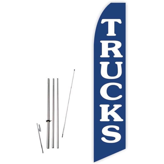 Trucks Blue Super Novo Feather Flag - Complete with 15ft Pole Set and Ground Spike