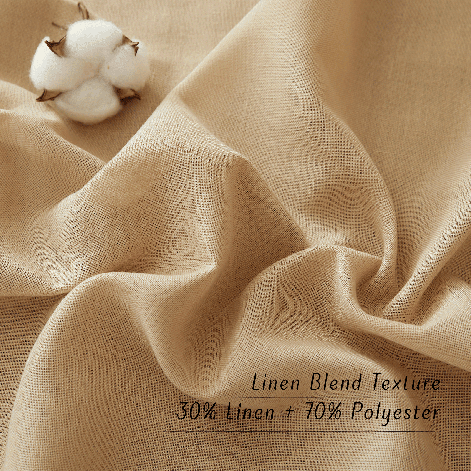 NICETOWN Burlap Linen Curtains for Nursery, Grommet Thick Linen Blend Drapes Farmhouse Style Light Filtering Privacy Added Window Treatment for Living Room, 55"x63", 2 Panels