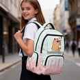 thumbnail image 4 of Jeiento 17 Inch Kids School Backpack for Girls Large Capacity Lightweight Daypack Water-Resistant Polyester Multi-Pocket Bookbag, Capybara Ice Cream Back to School Gifts, 4 of 7