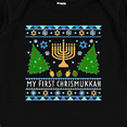 thumbnail image 3 of Inktastic My 1st Chrismukkah Sweater Style with Menorah and Trees Baby Romper Coveralls, 3 of 4
