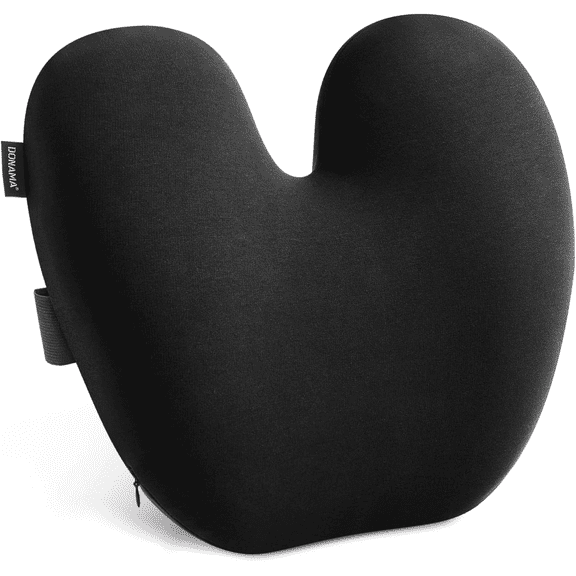Ergonomic Lumbar Pillow for Back Support - High-Density Memory Foam Cushion for Pain Relief - Lumbar Support Cushion w/Strap for Office Chair, Car, Home, and Travel