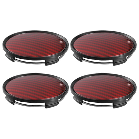 Unique Bargains 4 Pcs 63mm 4 Clips Wheel Rim Hub Center Caps with Red Carbon Fiber Pattern Sticker Black