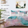 thumbnail image 3 of 3 Piece Teal Pink Marble Duvet Cover Set Twin Size,Microfiber Comforter/Quilt Cover with Corner Ties and 2 Pillowcases,Abstract Ink Painting Modern Luxury All Season Soft Bedding with Zipper Closure, 3 of 8