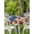 thumbnail image 3 of Outdoor Tablecloths with Umbrella Hole & Zipper, Cute Ladybugs Round Tablecloths 60 Inch, Spring Botanical Leaves Vintage Waterproof Table Cloth, Patio/Pool/Picnic Table Covers, 3 of 8