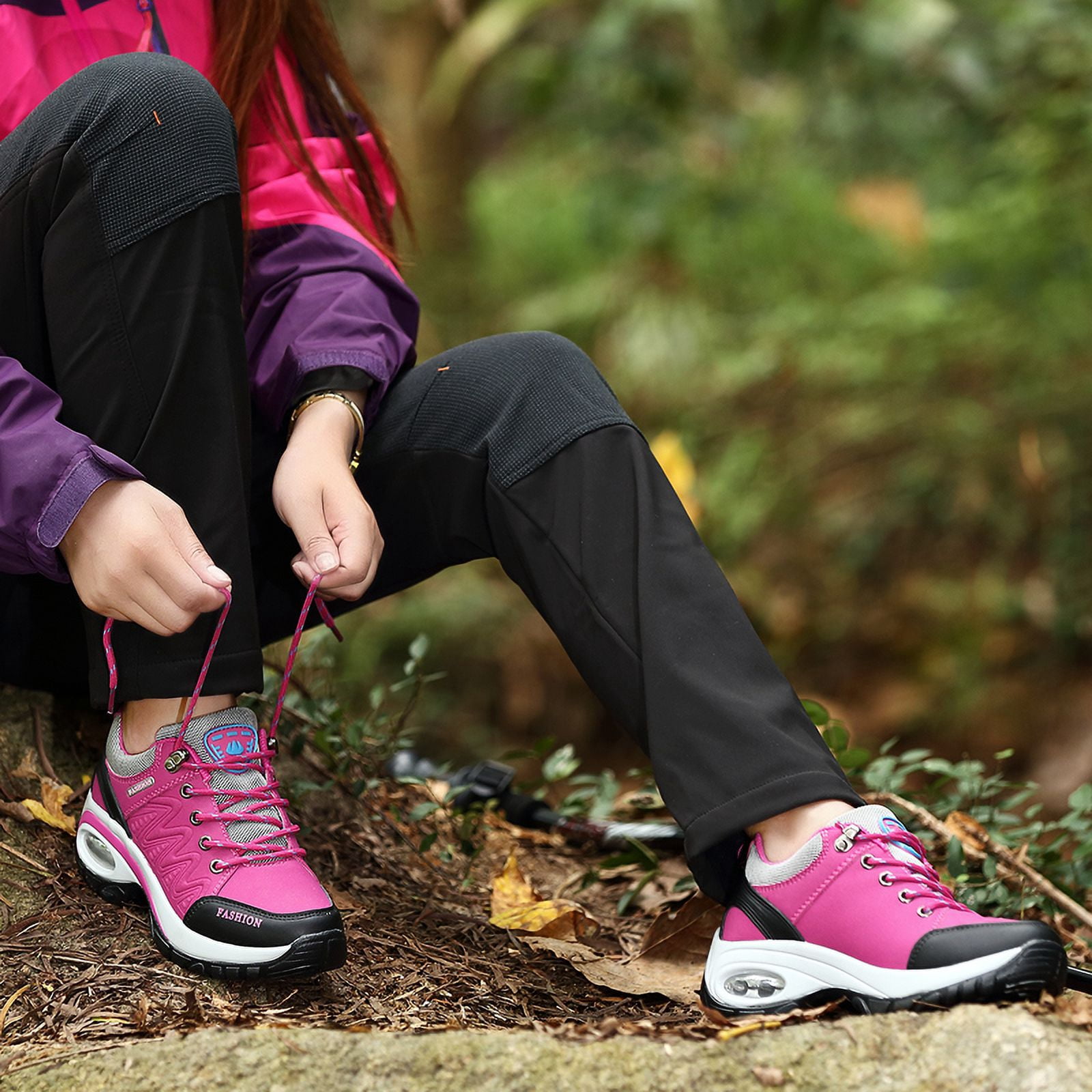 Stepedia Women's Hiking Shoes Athletic Anti-Slip Trekking Climbing Sneakers Walking Shoes with Arch Support, Rose