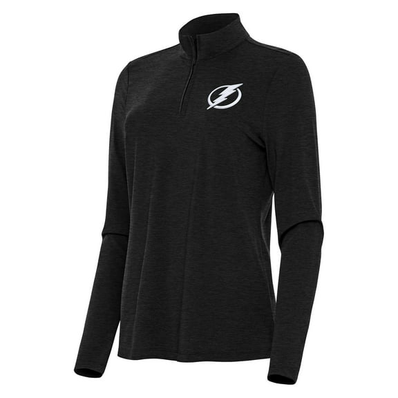 Women's Antigua Heather Black Tampa Bay Lightning Bright Quarter-Zip Top