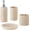 Beige 1, variant on Bathroom Accessories Set, 4 PCS Modern Stone Look Bathroom Accessory Set with Hand Soap Dispenser 11.5 OZ, Tumblers, Toothbrush Holder, Bar Soap Dish Holder Saver (White)