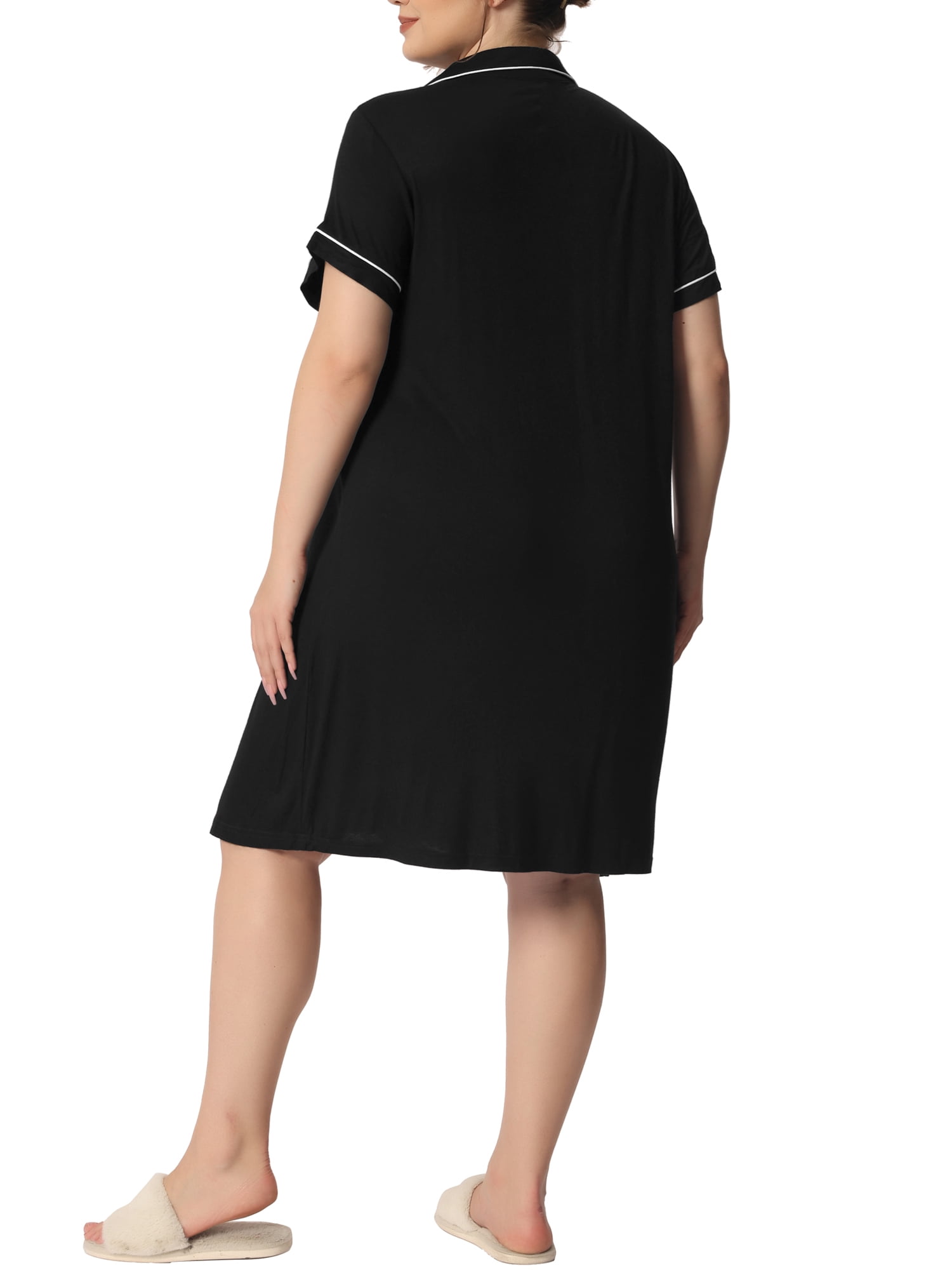 Unique Bargains Women's Plus Size Sleep Shirt Short Sleeves Nightgown Nightdress