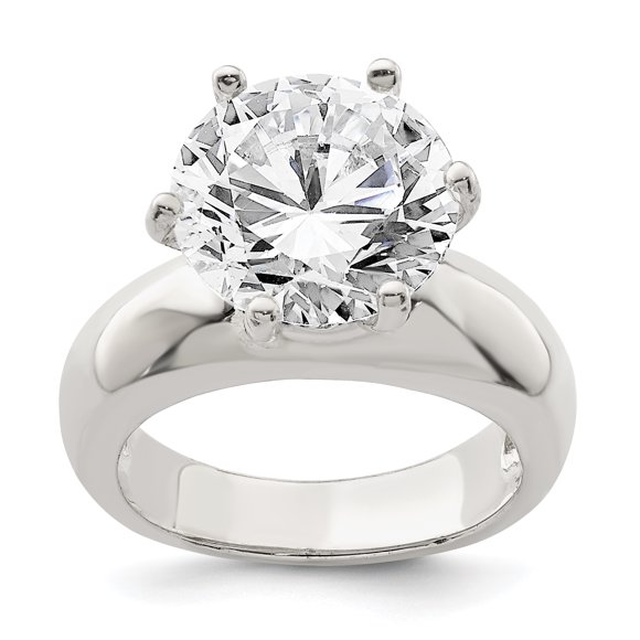 925 Sterling Silver Solitaire Round Cubic Zirconia Cz Ring Engagement Gemstone