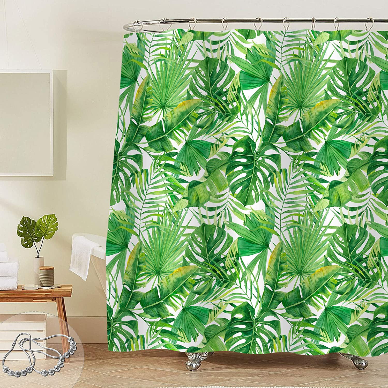 Banana leaves and palm leaves Waterproof Fabric Home Decor Shower Curtain NEW 
