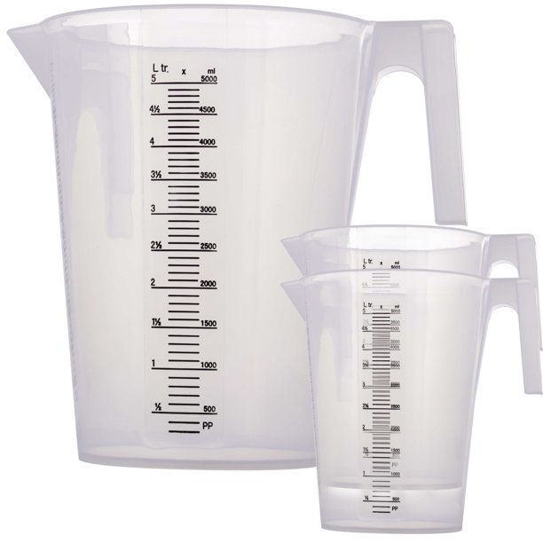 TCP Global 5 Liter (5000ml) Plastic Graduated Measuring and Mixing