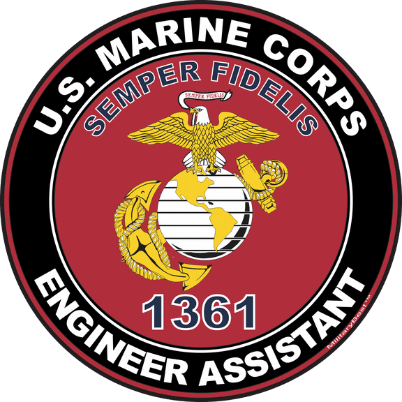 U.S.M.C. MOS 1361 Engineer Assistant Decal 3.8" - Red