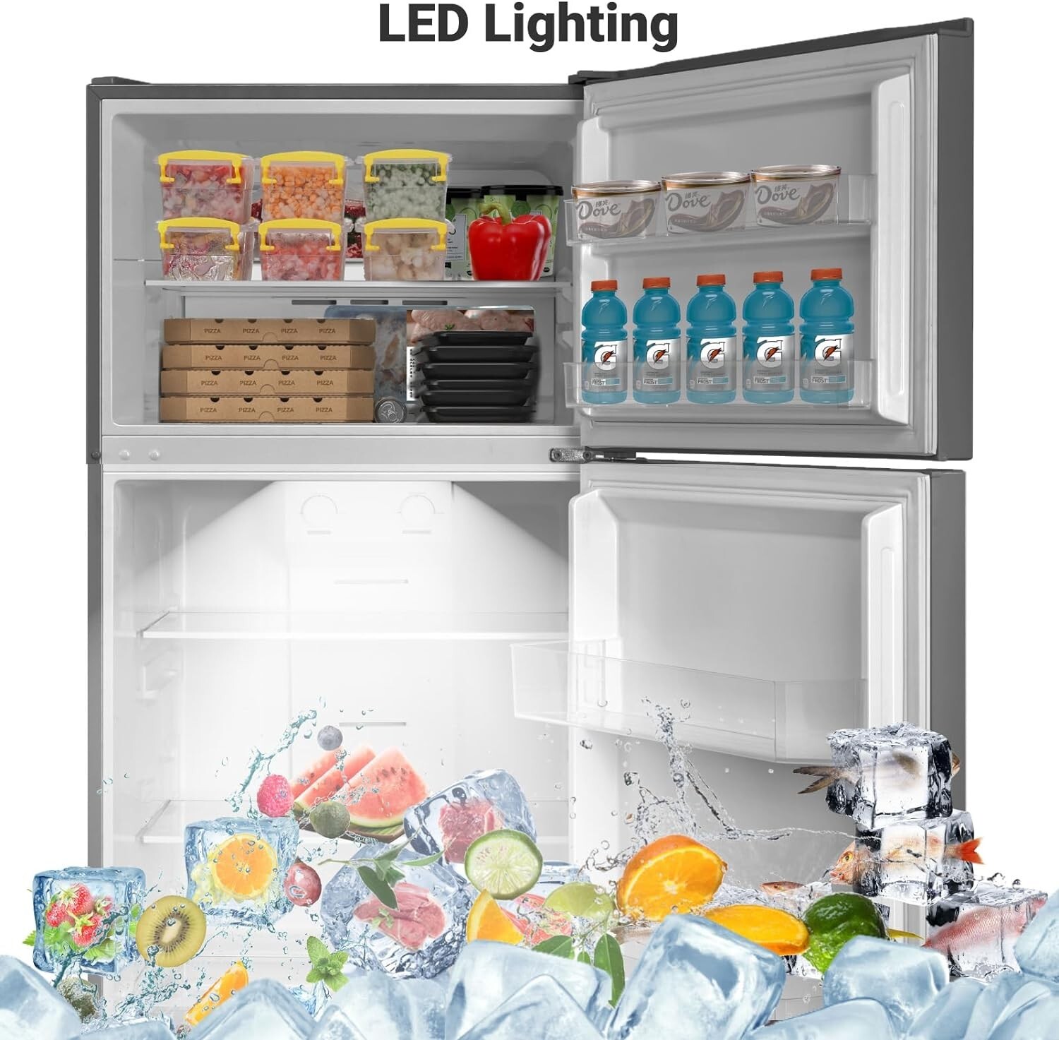 SMAD 13.9 Cu.Ft.Top Freezer Refrigerator Frost Free Fridge for Home Kitchen