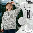 thumbnail image 6 of Uorisanigo Girls Half Zip Pullover Sweatshirt Soft Lightweight Gray Dead Leaves Print Half Zipper Crop Tops Size 5-6 Long Sleeve Lapel Zipper Sweatshirt Oversized Workout Shirts, 6 of 7