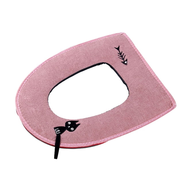 Toystoory Calentador de baño suave, taburete, tapa lavable, cubierta , almohadilla para asiento de inodoro Juegos de accesorios de baño Rosado