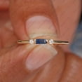 thumbnail image 3 of Baguette Blue Sapphire & Cubic Zirconia Three Stone Ring, 925 Sterling Silver Ring. Light Waight Ring. Gift For Her., 3 of 5