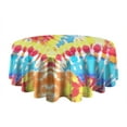 thumbnail image 5 of Colorful Tie Dye Pattern Round Tablecloth 60"x60",Wrinkle Wipeable Table Cloth for Kitchen Dining Room Picnic Patio Party, 5 of 6