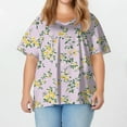 thumbnail image 3 of XADYUY Womens Plus Size Tops 4x-5x Sexy V Neck T Shirts Floral Graphic Tees Short Sleeve Shirts Large Casual Outfits for Women,3XL Light Purple, 3 of 4