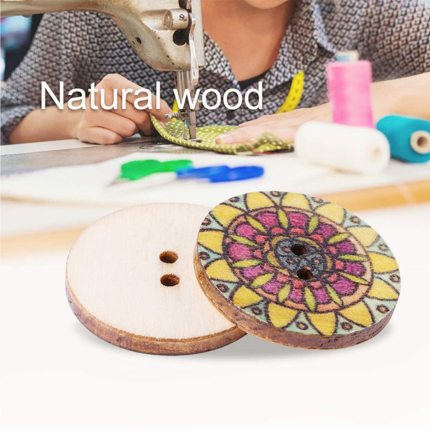  SEWACC 450 Pcs Wooden Button Crafts 2 Hole Buttons