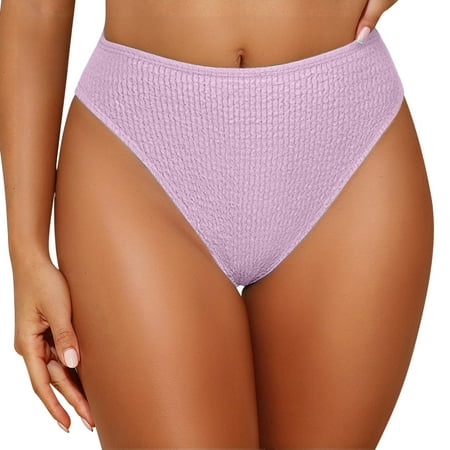 Aloohaidyvio Women s Sexy High Waisted High Cut Cheeky Thong Bikini Swimsuit Bathing Suit Bottoms
