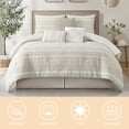 thumbnail image 2 of LANCO MODERN LIFESTYLE 7 Piece California King Comforter Set, Beige, Elegant Jacquard with Patchwork, Stylish and Cozy Bedding Collection, Premium Bedding Set with Bedskirt, Shams and Pillows, 2 of 7