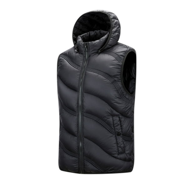 Vest For Men Sevevn Men's Hooded Padded Jacket Lightweight Zipper Puffer Vest Jacket