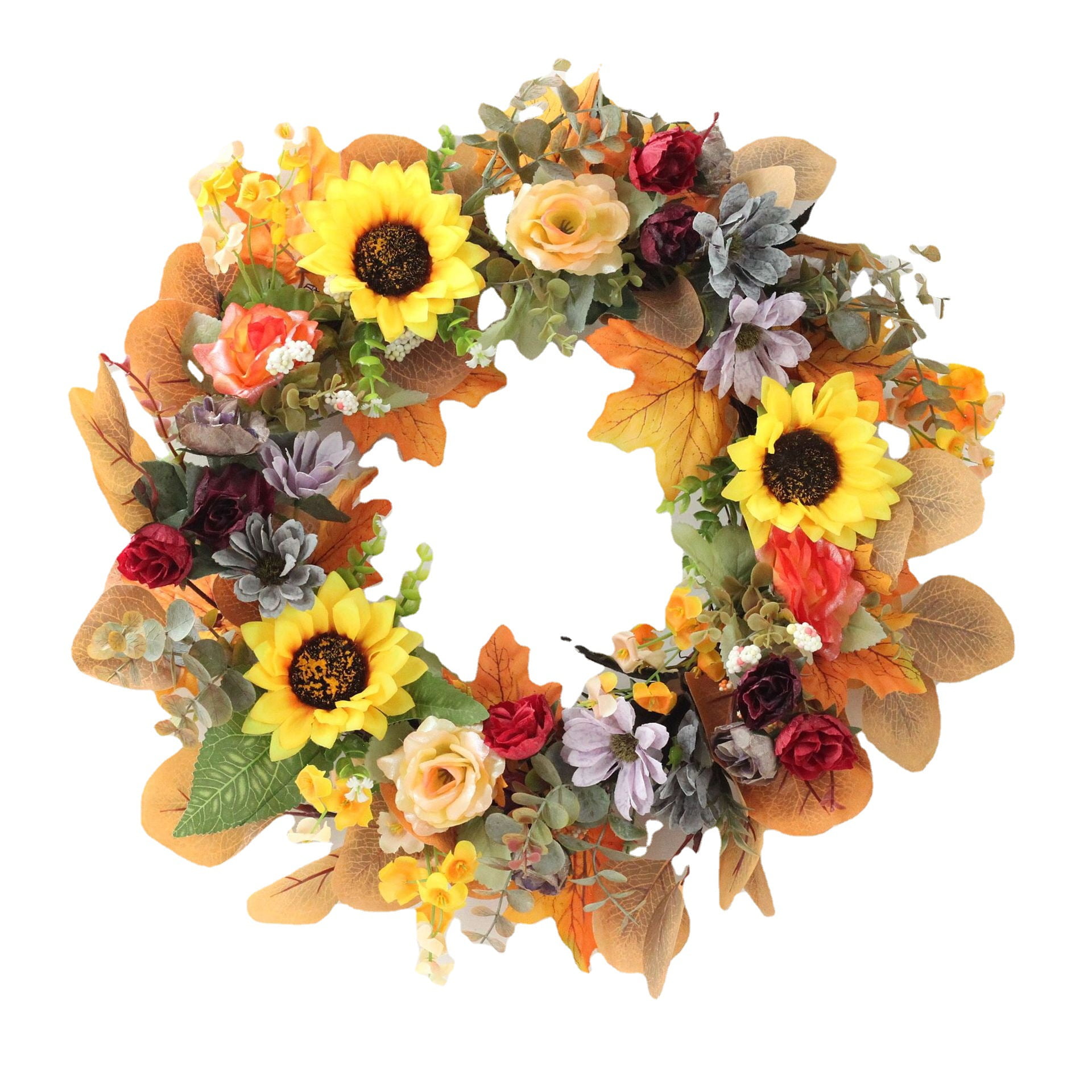 Sale Ends soon ! Fall Decor Stunning Burgundy -Toast Sunflowers Autumn Wreath Cream & Green Hydrangeas  Autumn Wreath for Front door